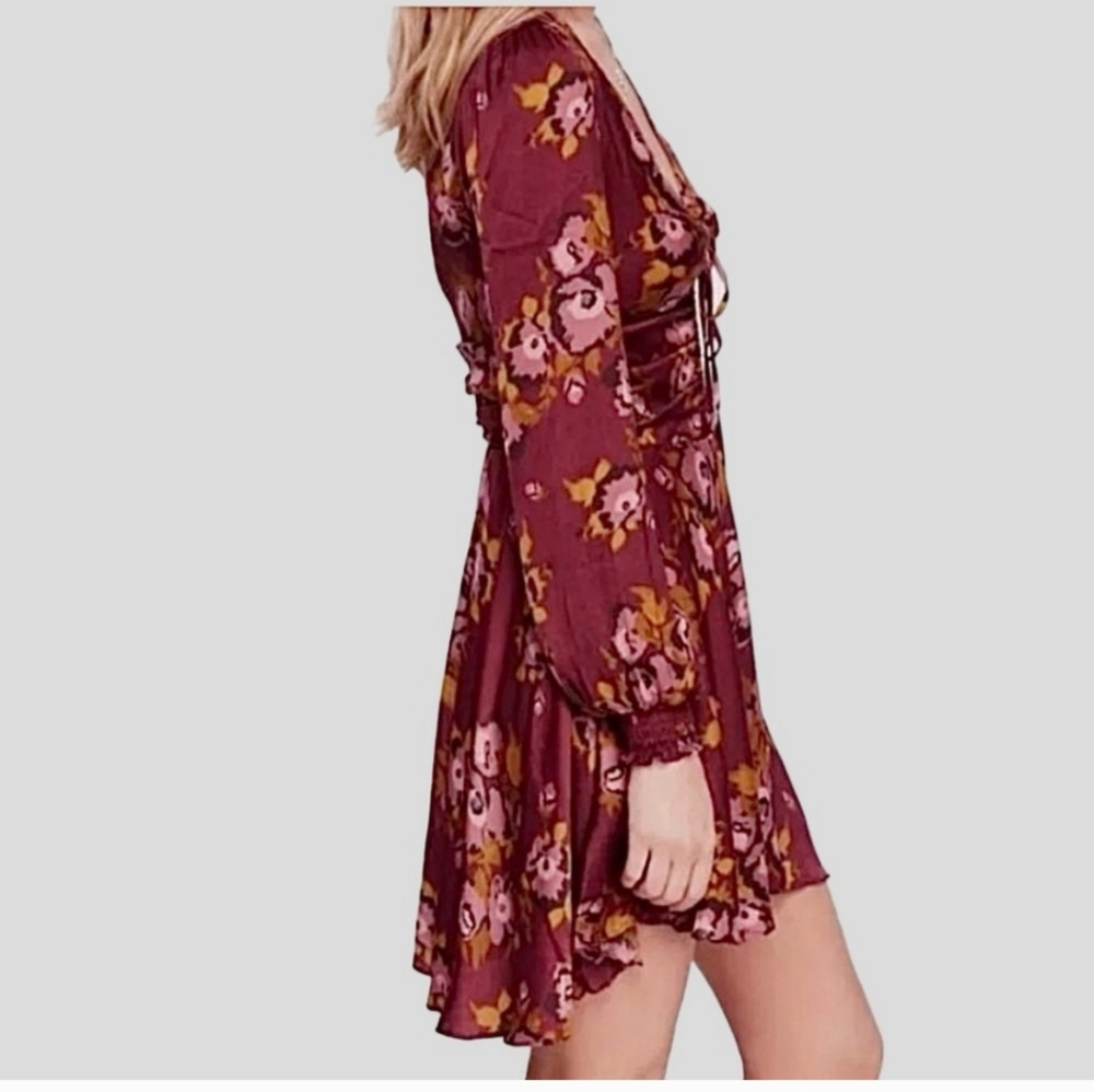 ❤️HOST PICK❤️NWOT Free People Morning Light Dress in Burgundy  / Wine - Picture 4 of 9